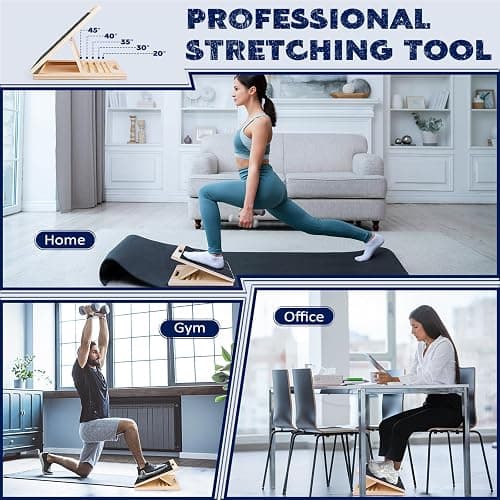 Portable Wooden Slant Board for Calf Stretching Squats Calf Stretcher Pilates Physical Therapy Equipment Adjustable Incline Board for Knees Ankle Heel Feet Leg thumbnail 5