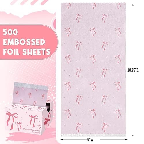 AmazingSpark Pink Bow Hair Foils for Highlighting, 5"w x 10.75"L Aluminum Pop up Hair Foil for Stylist Color Application and Highlighting Services, Non Slip 500 Pop up Foil Sheets thumbnail 2