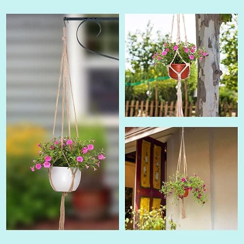EBOOT 2 Pack 48 Inch Large Macrame Plant Hanger Rope to Hang Flower Pot Plant Holder for Indoor Outdoor Decorations, 4 Legs (Linen Color) thumbnail 7