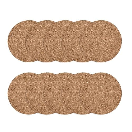 10 Pack Round Corks Coasters, Reusable Coffee Coaster, 4" Cork Coaster, Drinks Corks Coasters for Kitchen Office Home Bar - Image 1