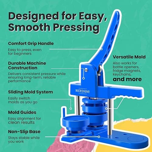 Button Maker Machine 1+1.25+2.5 Inch Pin Maker Kit - Multiple Size Molds, 500 Buttons, 15 Fridge Magnets, 15 Bottle Openers, 15 Keychains, Cutters, and 500+ Button Designs for DIY Crafts thumbnail 4