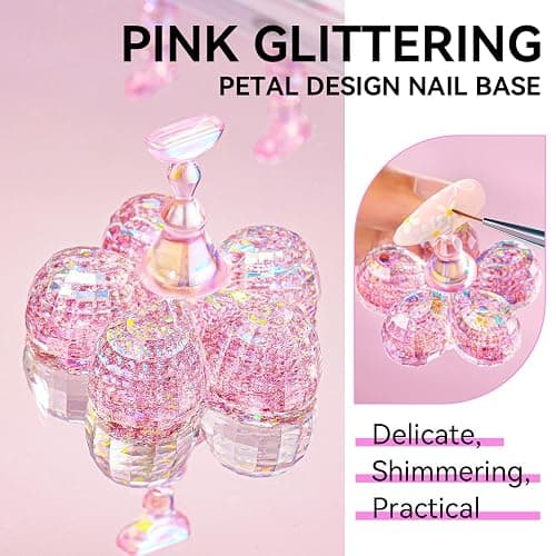 Makartt Nail Stand for Press On Nails Display Practice Art Magnetic Fake Nail Holder for Painting Nails Stand for False Nail Designs with Reusable Putty for Home DIY Beginner Salon Supplies - Aurora Clear+Pink thumbnail 4