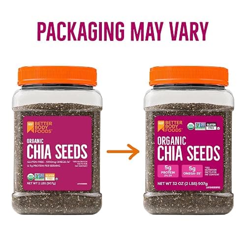 BetterBody Foods Organic Chia Seeds 2 lbs, 32 Oz, with Omega-3, Non-GMO, Gluten Free, Keto Diet Friendly, Vegan, Good Source of Fiber thumbnail 2