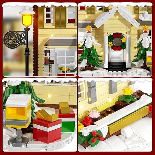 itshWOee Christmas Holiday House Building Set, DIY Christmas Holiday Snow Village Building Toys, Christmas House Gifts for Kids, Boys, Girls, Family, and Friends（2069pcs） thumbnail 6