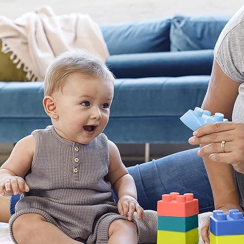 Infantino Super Soft Building Blocks, Easy-to-Hold for Babies & Toddlers, BPA-Free, Multi-Colored, 12-Piece Set thumbnail 7