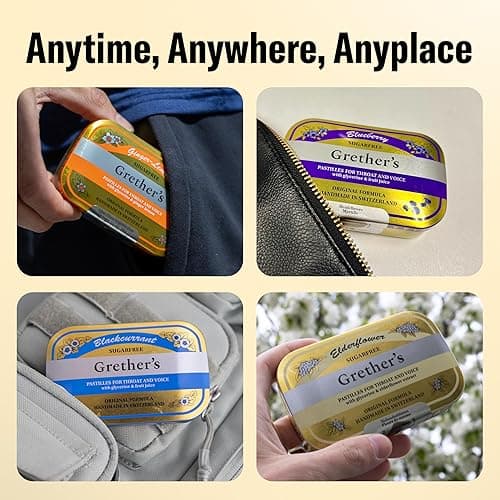 GRETHER'S Sugarfree Blackcurrant Pastilles - Natural Dry Mouth Relief - Soothing Throat & Healthy Voice - Gift for Singers - 3.75 oz. 1 Pack thumbnail 7