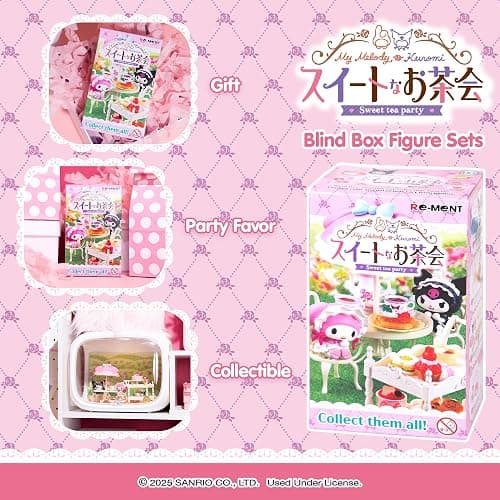 Hamee Re-Ment Hello Kitty and Friends Cute Blind Box Diorama Miniature Figure Set for Birthday Gift, Party Favor, Collectible Figurine (My Melody and Kuromi Sweet Tea Party) – 1 Pc. Mystery Set thumbnail 4