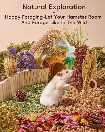 BUCATSTATE 90PCS Natural Hamster Bedding | Flowers & Herbs & Sprays for Cage Habitat Decor - Treat Cereal Grain for Dwarf Syrian Gerbils, Mice, Rat, Forage, Enrichment. thumbnail 3