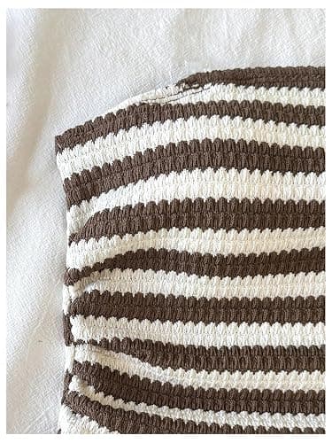 SOLY HUX Girl's Striped 2 Piece Summer Outfits Tube Top and Shorts Sets | Knit, Sleeveless Crop Top, Elastic Waist Shorts, Cute Clothes, Vacation thumbnail 4
