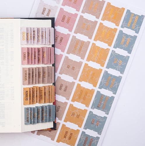 DiverseBee Laminated Bible Tabs (Gold Embossed Lettering), Bible Study Journaling Supplies, Bible Book Tabs, 73 Bible Tabs for Women and Men, Includes 4 Blank Tabs (Honeydew) thumbnail 6