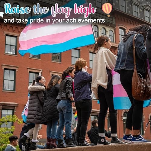 Mindsoft Transgender Pride Flag and Sticker Pack Include 3 x 5 ft Transgender Flag and 10 Pcs 5.51" x 8.27" Mini Rainbow Signs with 60 Pride Stickers thumbnail 7