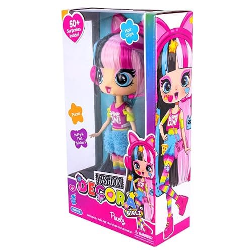 Decora Fashion Girlz Series 2– Pixelz The Gamer Girl – 11” Fabric-Costumed Posable Vinyl Doll with 50+ Surprises, Puffy & Flat Removable Stickers, Gamer Headset, and Accessories thumbnail 5