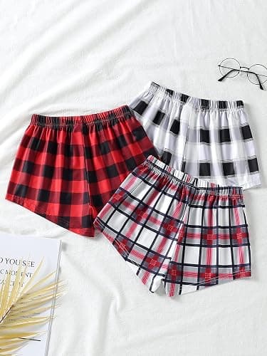 Milumia Girl's 3 Pieces Casual Plaid Print Elastic Waist Comfy Summer Fall Shorts thumbnail 2
