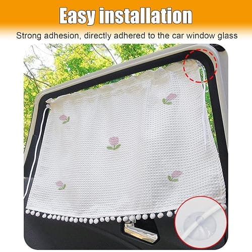DUSCOKE Car Side Windshield Sunshade, UV Protection Auto Window Sunshades Curtain for Baby, Universal Automotive Travel Blackout Privacy Accessories for Car Interior (Five Small Tulips) thumbnail 6