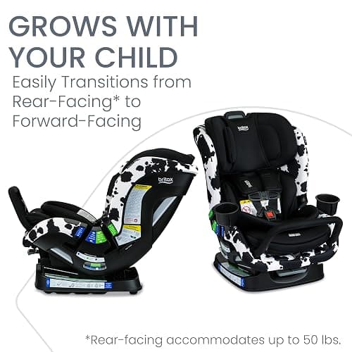 Britax Poplar S Convertible Car Seat, 2-in-1 Car Seat Extended Rear Facing, 17” Slim Car Seat Design with Fast & Easy ClickTight Installation, Anti-Rebound Bar & SafeWash Fabrics — Cowmooflage thumbnail 4