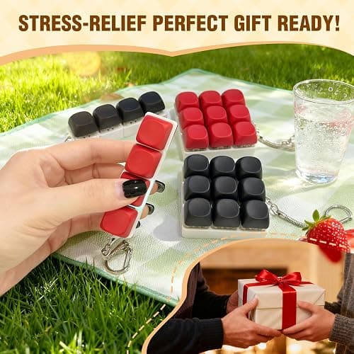 2 Pack Leather Feel Keyboard Fidget Toy – Crisp Sound,Stress Relief Fidget Clicker Keychain,Satisfying Quiet Anxiety Toys for Stress & Focus at Work, Office Desk (2PC 4IN1) thumbnail 7