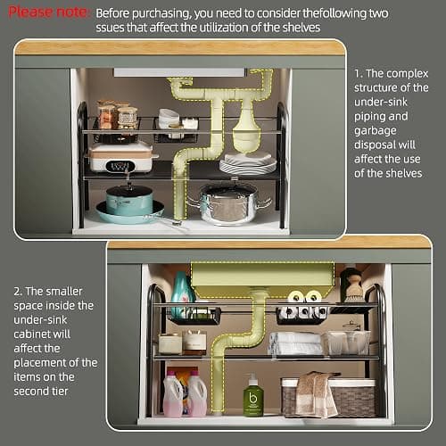 NETEL Under Sink Organizers and Storage, 2 Tier Expandable Under Cabinet Organizer Shelf with 2 Baskets and 6 Panels, Expandable Shelf for Cupboard, Kitchen, Bathroom, Shoe Storage Rack thumbnail 4