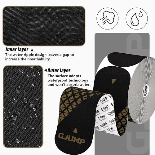GJUMP Kinesiology Tape, Precut Athletic Sports Tape 40 Strips (2 Rolls), Waterproof Breathable Muscle Tape for Pain Relief & Joint Support thumbnail 6