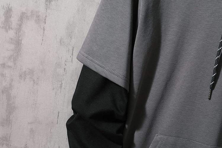 GURUNVANI Contrast Color Pullover Hoodie Mens Patchwork Hoodies Men thumbnail 4
