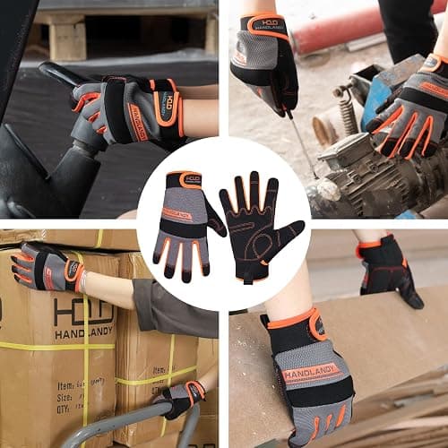 HANDLANDY Work Gloves for Men & Women, Utility Mechanic Working Gloves Touch Screen, Flexible Gardening Gloves for Yard thumbnail 7