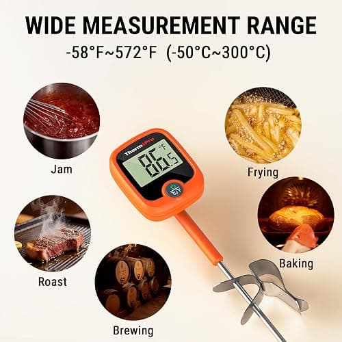 ThermoPro TP509 Candy Thermometer with Pot Clip, 10" Long Probe Instant Read Meat Food Thermometer with LCD, Cooking Oil Thermometer Deep Frying Thermometer for Candy Maple Syrup Sugar Brewing Making thumbnail 6