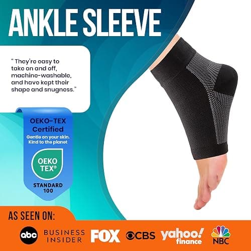 Ankle Brace Support - Ankle Compression Sleeve - Foot Brace for Women & Men - Tendonitis & Arthritis Ankle Brace Sports Running, Plantar Fasciitis Relief & Stabilizing Ankle Wrap thumbnail 3
