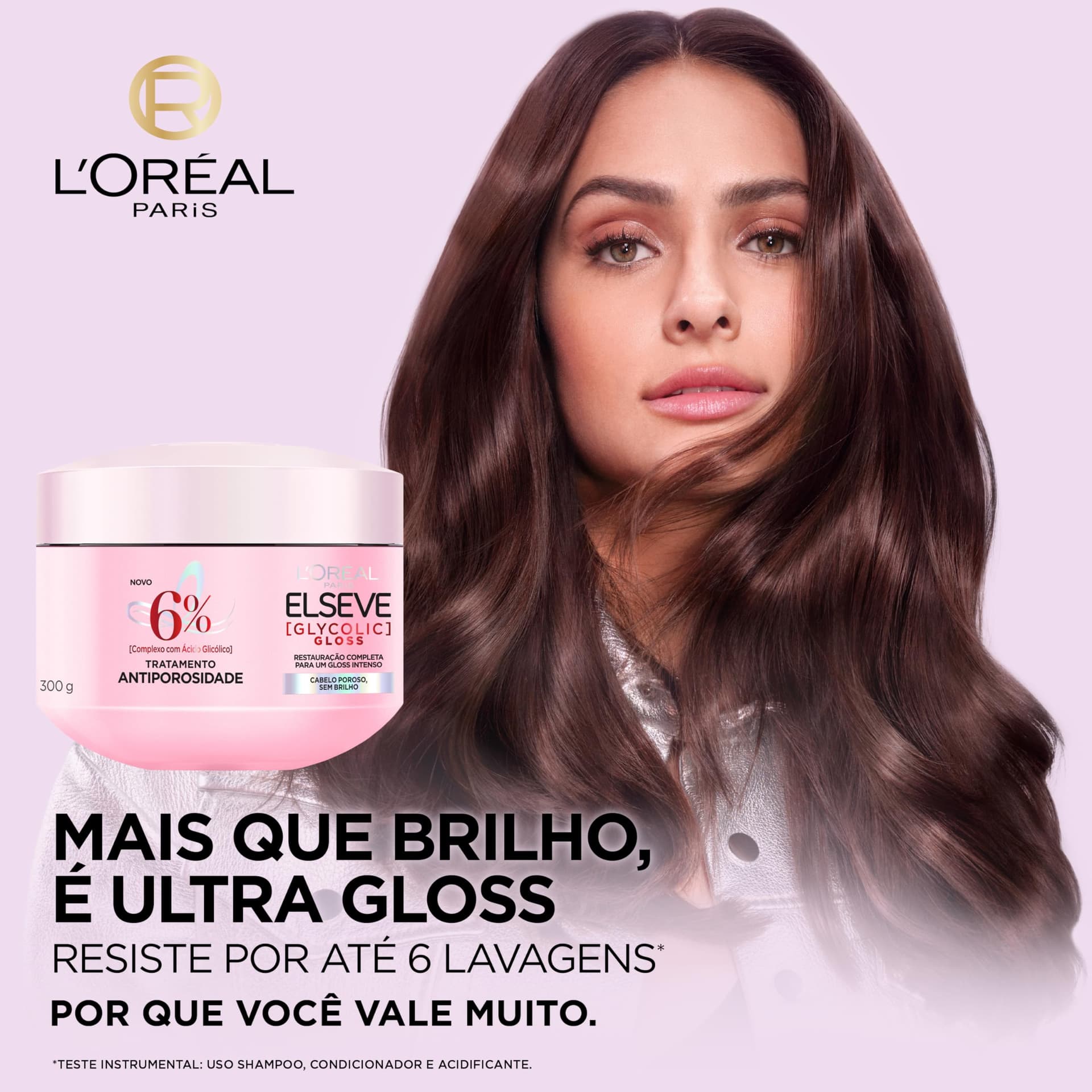 L'Oréal Paris Elseve Glycolic Gloss Máscara Capilar Antiporosidade, com Ácido Glicólico, Sela a Cutícula, Garante 3X Mais Brilho Espelhado e Maciez Intensa, 300g thumbnail 4