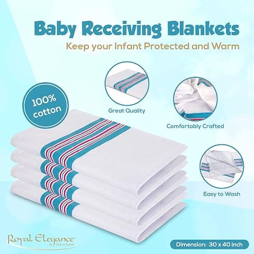 Elaine Karen 3 Pack Flannel Unisex Hospital Receiving Nursing Blankets - 100% Cotton, for Girl or boy, Newborn Swaddle Wrap Baby Blanket Throw, Soft, Warm, Cozy, Infant for Crib, Stroller, 30x40 thumbnail 3