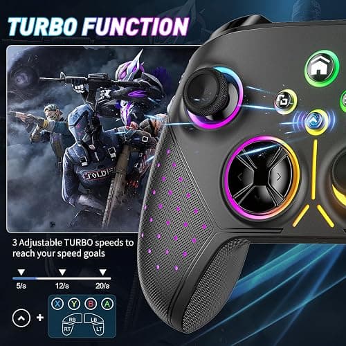 Gamrombo 【Upgraded Wireless Controller Replacement for Controller with 8 Colors RGB Lighting for One, Series X|S, One S|X Gampad with RGB Light/Marco/Audio Jack - Need to Upgrade thumbnail 5