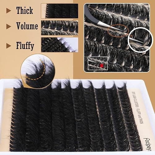DIY Lash Clusters Full Volume Eyelash Extension 10-18MIX D Curly Individual Lash Clusters 90D Individual Lashes Extensions Clusters Lashes DIY Lash for Beginners by Focipeysa thumbnail 6