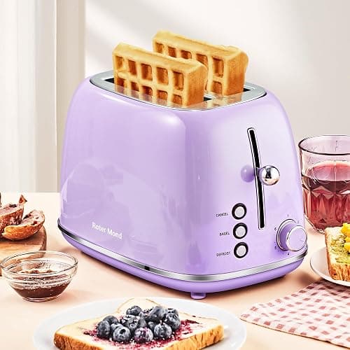 Roter Mond 2 Slice Toaster Retro Stainless Steel Lavender-Purple thumbnail 8