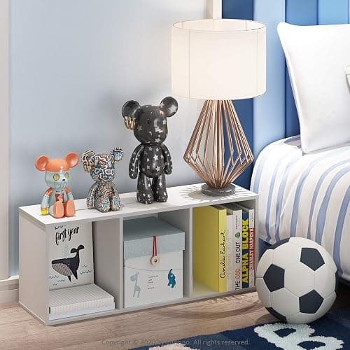 Furinno LUDER Book Shelf, 3-Cube Bookshelf, Bookcase with Open Shelves, 9.3 x 12 x 31.5, for Living Room, Bedroom, Home Office, White thumbnail 2