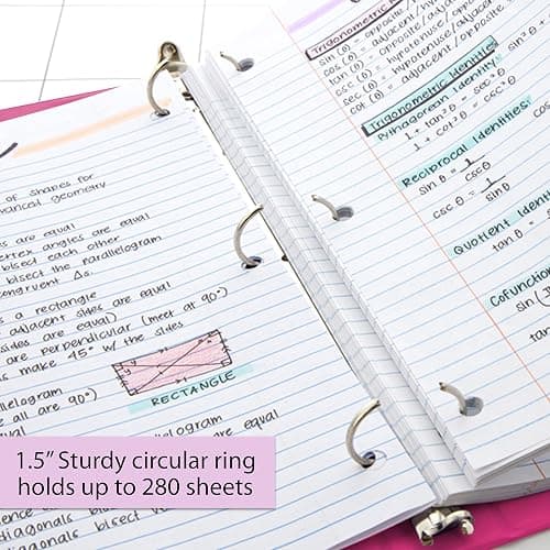 BAZIC Products 1.5" Fuchsia 3-Ring View Binder, Round Ring, 2 Pockets | round rings, 1.5 in Fuchsia view 3-ring binder, 2 inside pockets, holds up to 250 sheets, Durable poly cover, 2 Pockets thumbnail 4