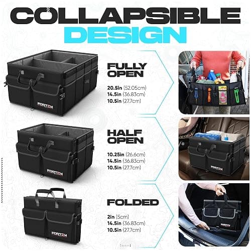 FORTEM Trunk Organizer For SUV Car Trunk Organizer, Foldable Storage, Car Accessories for Women Men, Collapsible Bag, Perfect Christmas Gifts, 600D Oxford, Non Slip Bottom, Straps, Soft Cover (50L) thumbnail 6