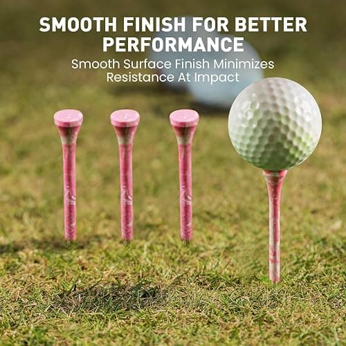 FINGER TEN Golf Tees Stylish Bamboo Wooden Coloured Painted Value 100 Pack, Durable 3 1/4 2 3/4 1 1/2 Inch Long Short Tee, Cool Style Purple Pink Green Enhanced Visibility for Men Women thumbnail 5