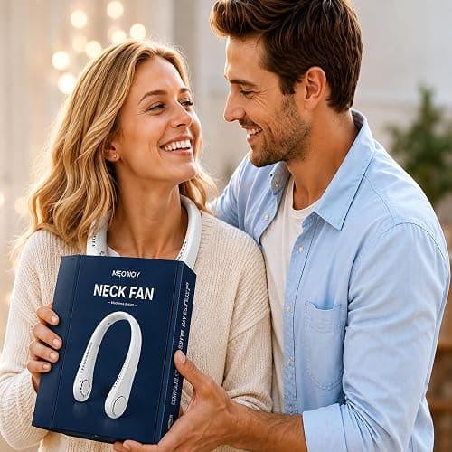 QYKCGQ Portable Neck Fan Rechargeable 4000mAh, Hands Free Wearable Personal Fan with 3 Speeds, 360° Adjustable Dual Fan Heads, Bladeless Cooling Fan for Travel, Office, Outdoor Activities, White thumbnail 3