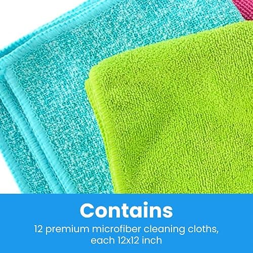 MIRACLEAN Micro Fiber Cloth for Cleaning 12 Pack - 12 x 12 inches - Rags for Cleaning House Streak-Free Wipes for Screens, Dusting & Appliances - Premium Microfiber Cleaning Cloth thumbnail 4