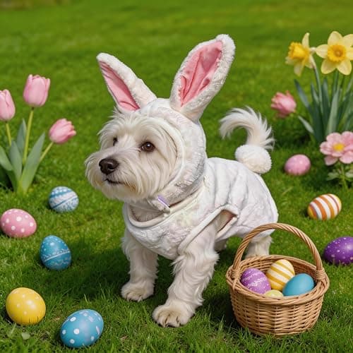 IOICYBF Pet Costume for Small Dogs Cats Halloween Hoodies Puppy Coat | Winter Pet Outfits Funny Pajamas Clothes for Christmas Party,White Bunny L thumbnail 5