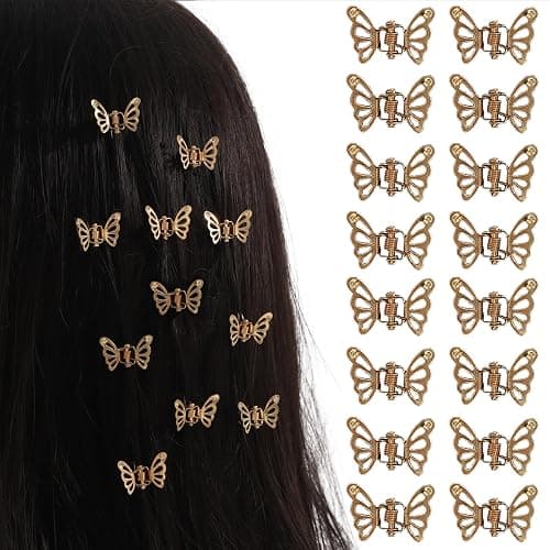 30 Pcs Butterfly Hair Clips Gold Metal Barrettes Claw Clips Strong Hold Non-Slip Alloy Hair Accessories for Women Small Mini Hollow Design - Image 1