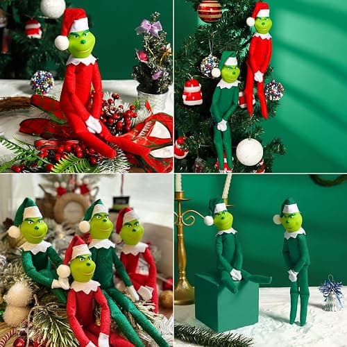12.6'' Red Christmas Monster Plush Toy, Christmas Stuffed Figures Doll for Kids and Christmas Tree Home Decorations(Green) thumbnail 5