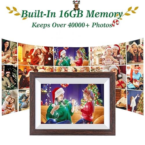 Frameo 10.1 Inch WiFi Digital Picture Frame with Frameo App, IPS Touch Screen HD Electronic Digital Photo Frame, Share Photos & Videos Instantly, Auto-Rotate Digital Picture Frame, Brown Wood thumbnail 4