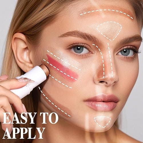 bayfree 3 PCS Makeup Cream Contour Stick Set, Highlighter & Bronzer & Blush Stick, Long Lasting, Natural Face Contour, Dewy & Matte Finish, Multi Stick Trio for All Skin thumbnail 5