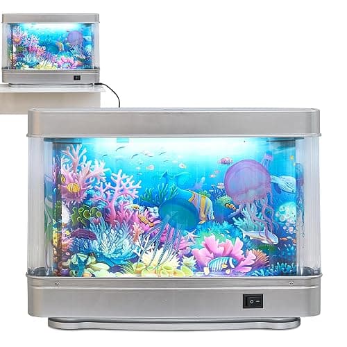 Fake Fish Tank, Aquarium Sensory/Lamp, Artificial Fish Tank with Moving Fish, Cute Decorative Virtual Ocean in Motion Night Light 1/Pcs (Fish/Lamp) - Image 1