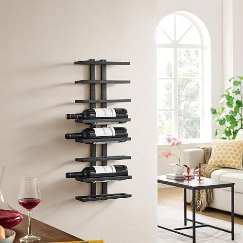 Hoctieon 8 Tier Wall Mount Wine Rack, Wall Racks for Wine Bottles Display and Storage, Hanging Bottle Organizer for Living Room, Dining Room, Wine Cellar, Bar, Black thumbnail 9