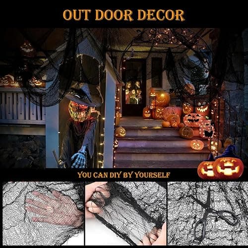 AUXHCYL Halloween Creepy Cloth Decorations, 120 x 600cm Black Spooky Scary Gauze Decor Halloween Decorations for Party Indoor Outdoor thumbnail 6