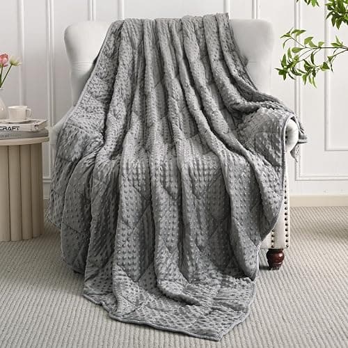 Mr. Sandman Weighted Blanket for Adults Queen Size 15 lbs, Soft Cooling Heavy Minky Blanket for Sleep, Washable Throw Blanket with Glass Beads, 60 x 80 Inches, Grey thumbnail 2