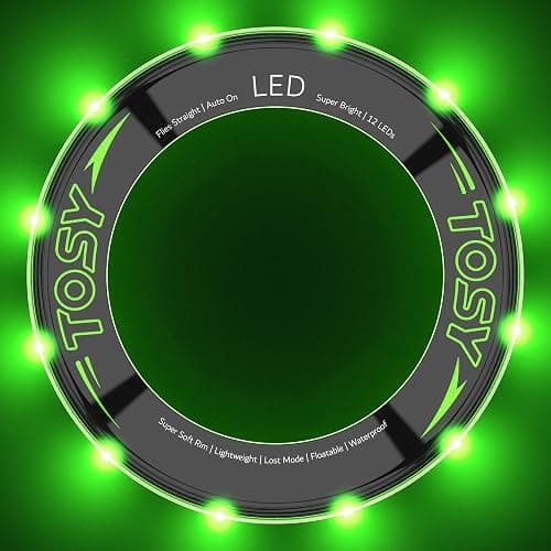 TOSY Flying Ring - 12 Monocolor LEDs, Super Bright, Lost Mode, Auto Light Up, Christmas Stocking Stuffers Gift for Kid/Teen/Boy/Girl, Safe, Waterproof, Pool/Beach/Camping Toy (Green) thumbnail 2