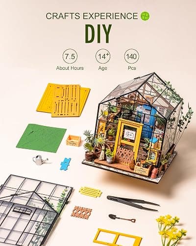 Rolife DIY Miniature Greenhouse Kit, Tiny/Mini House Making Kit with Furniture for Adults, Furniture, Halloween/Christmas Decorations, Gifts for Family and Friends (Cathy's Greenhouse) thumbnail 7