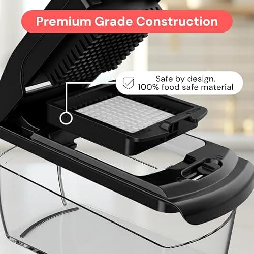 Vegetable Chopper Vegetable Cutter - Food Onion Salad Veggie Chopper with Container - French Fry Potato Dicer Slicer Cutter - Kitchen Tools & Gadgets (2-in-1 Black) thumbnail 6