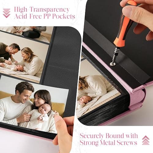 Photo Album 6x4 600 Photos Large Capacity, Linen Cover with Floral Pattern | Acid-Free Slip-in Photo Book Holds Horizontal Vertical Pictures for Family, Wedding, Baby, Anniversary & Travel Memory thumbnail 4